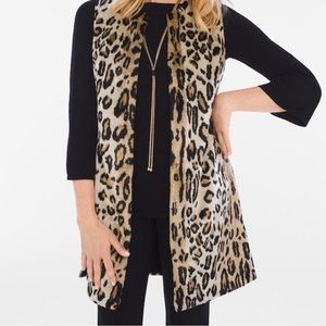 Chico’s Animal Faux Fur vest women size 2